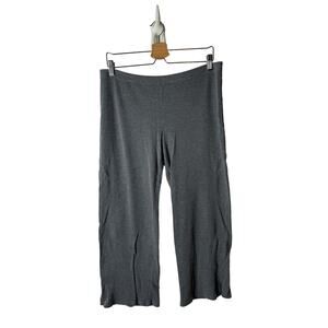 Eileen Fisher Large Gray Tencel & Organic Cotton Ribbed Straight Crop Pants